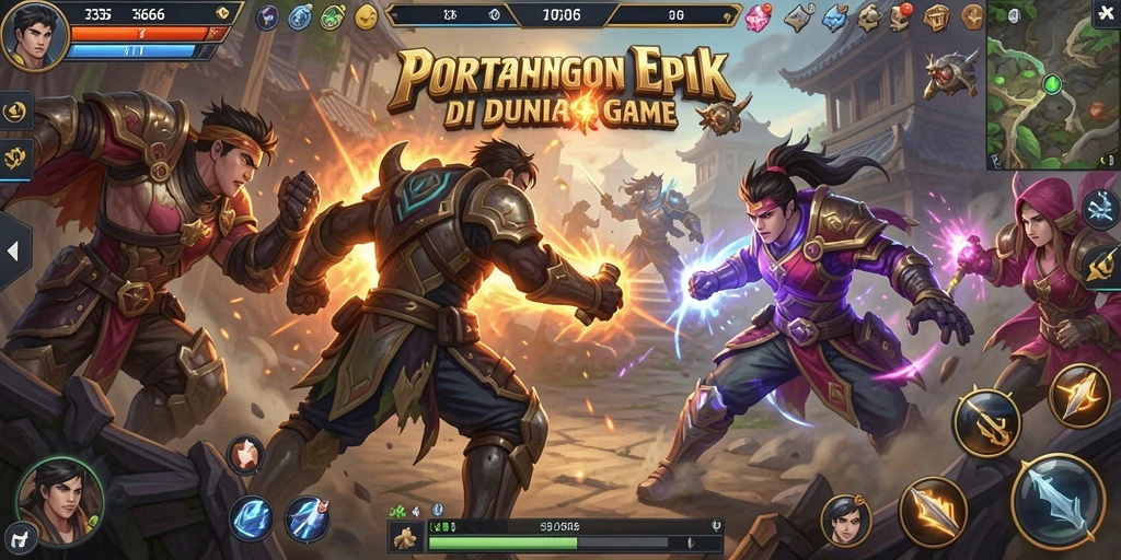 Screenshot dari gameplay 333666 yang penuh aksi dan pertarungan.