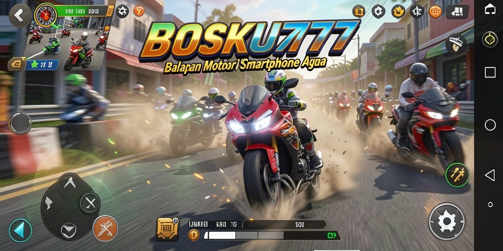 Tangkapan layar utama dari permainan balapan motor BOSKU777 yang penuh aksi.