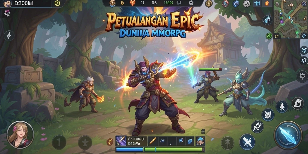 Tangkapan layar D200M menunjukkan aksi seru dalam petualangan MMORPG.