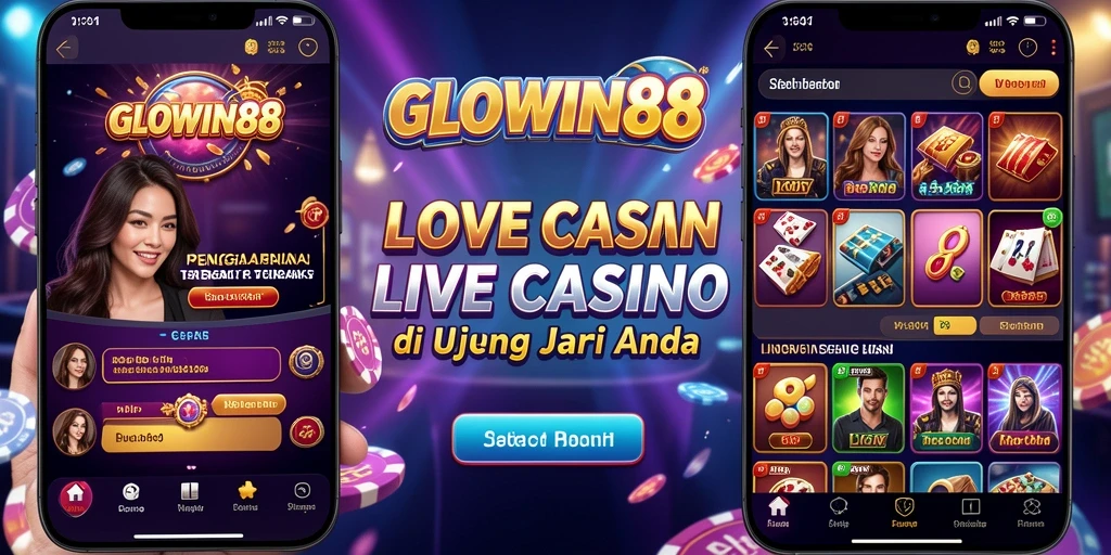 Screenshot GLOWIN88 menampilkan dealer profesional dalam aksi di permainan Live Casino.