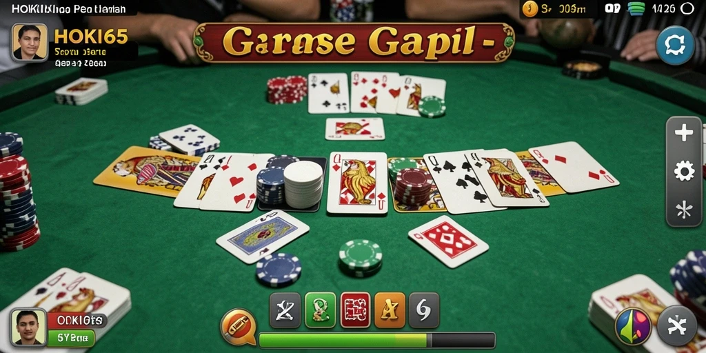 Tampilan gameplay seru Gaple di HOKI65 dengan interaksi antar pemain.