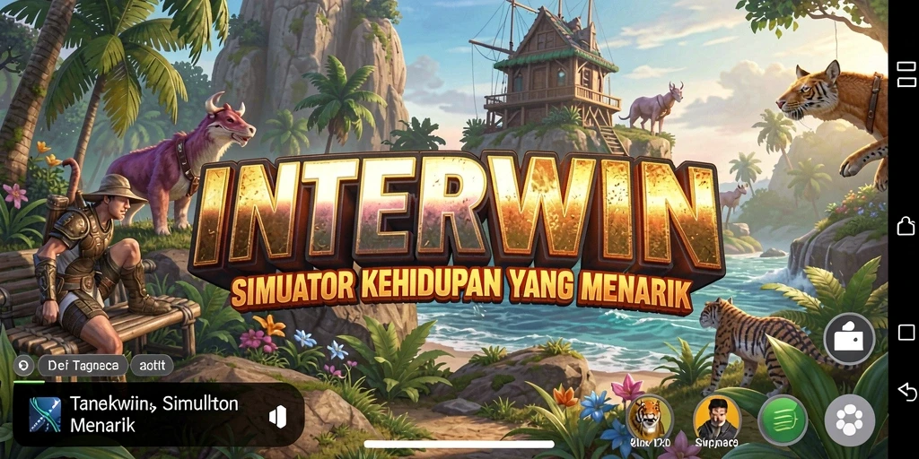 Tampilan gameplay INTERWIN dengan karakter yang sedang berinteraksi.