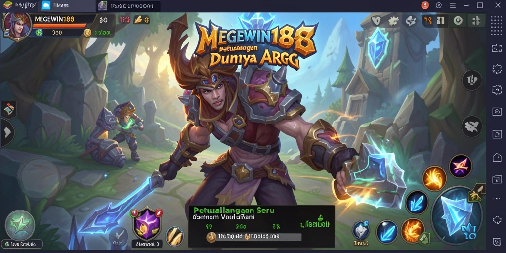 Screenshot gameplay MEGEWIN188 menampilkan pertarungan epik dalam dunia ARPG.