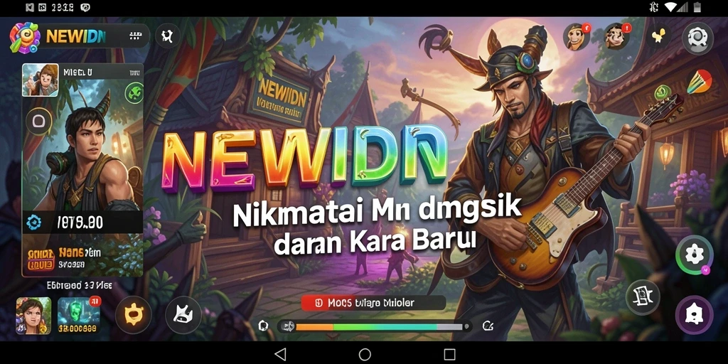 Tampilan gameplay musik interaktif NEWIDN dengan fitur karaoke