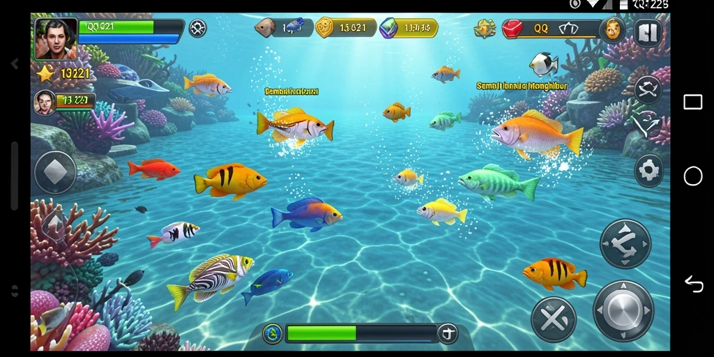 Screenshot gameplay QQ1221 menampilkan aksi menembak ikan yang seru.