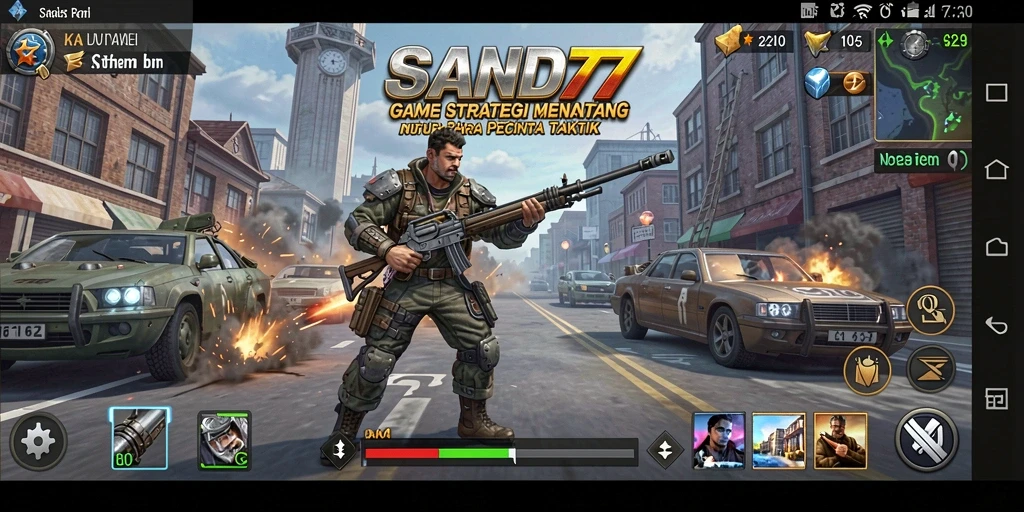 Tampilan menarik dari gameplay strategis SAND77 yang penuh aksi.