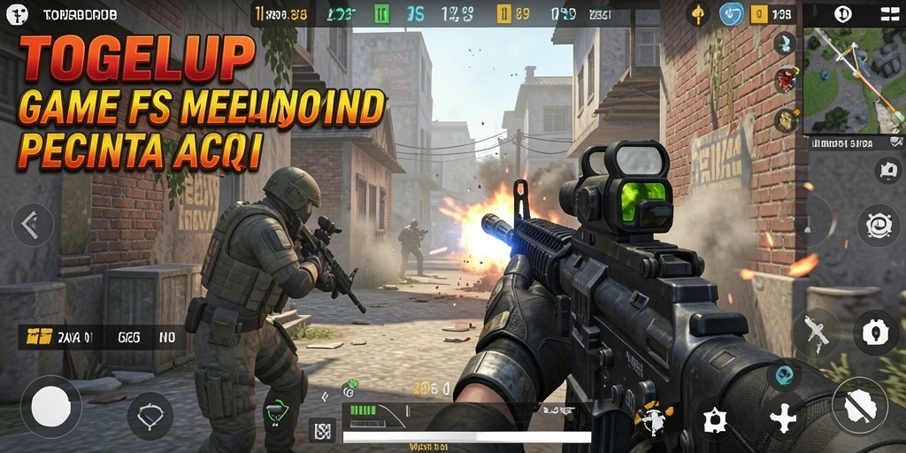 Gameplay TOGELUP yang intens dan mendebarkan menampilkan aksi menembak.
