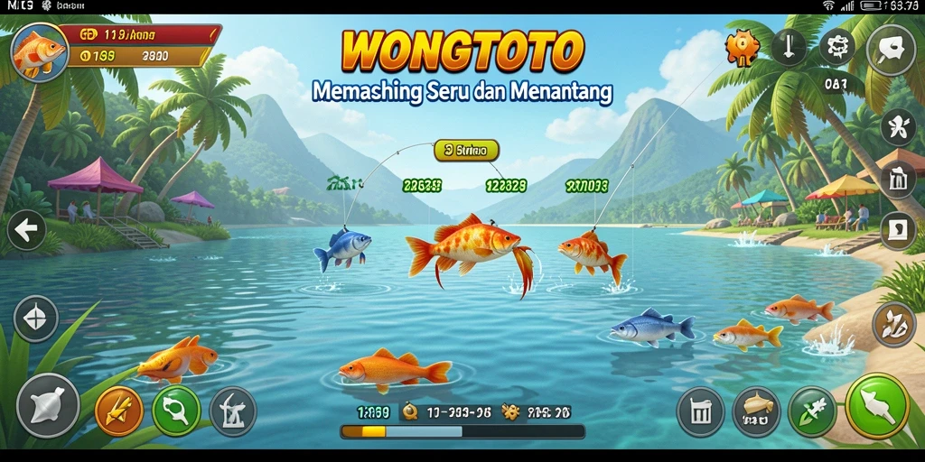 Screenshot gameplay WONGTOTO menunjukkan keseruan memancing ikan.
